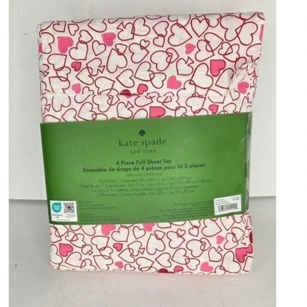 Kate Spade Full Cotton‎ Red Heart Sheet Set Valentines Day